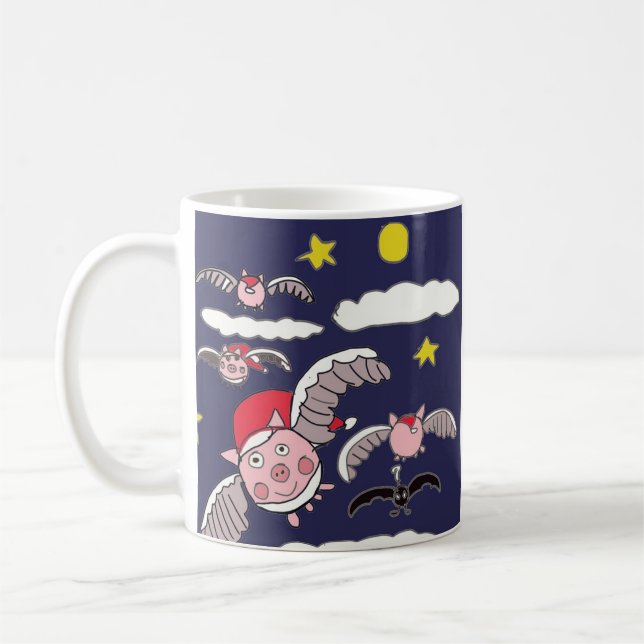 Flying Santa Pig  Kaffeetasse (Links)