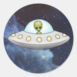 Flying Saucer Alien UFO Sticker