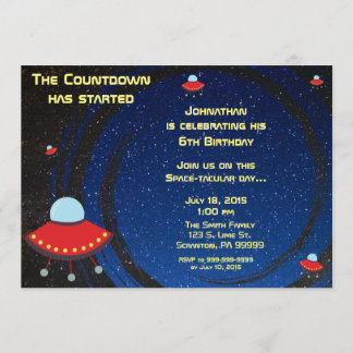 Flying Saucer Countdown Geburtstagseinladung Einladung