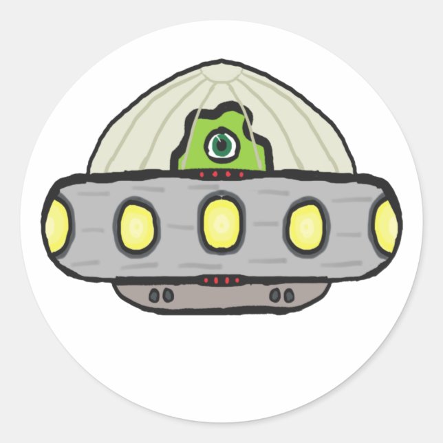 Flying Saucer Runder Aufkleber (Vorderseite)