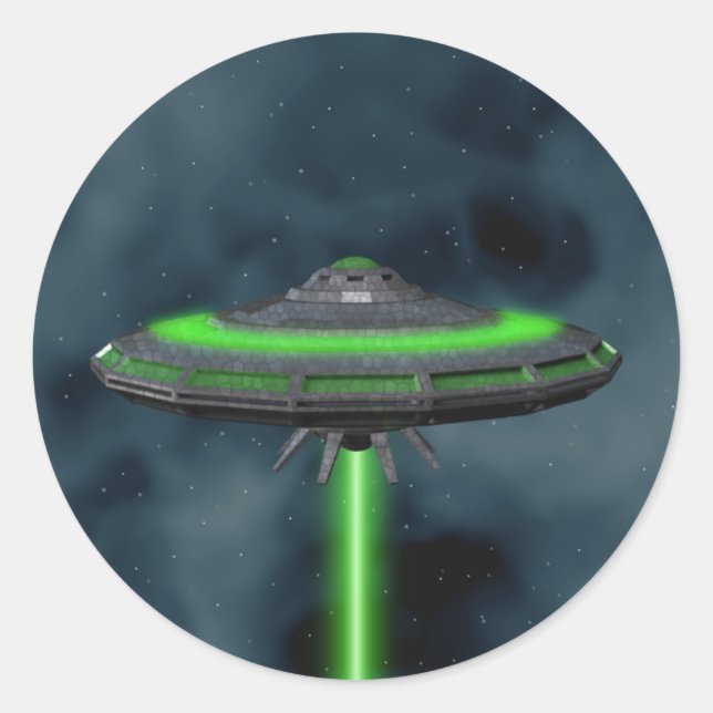 Flying Saucer - Sci-Fi-Aufkleber Runder Aufkleber (Vorderseite)