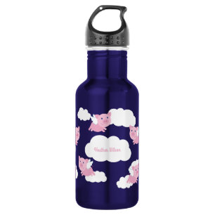 Flying Schweine Niedlich Kids Wasserflasche mit Na