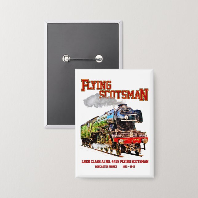 Flying Scotsman-Dampflokomotive  Button (Vorderseite/Rückseite)