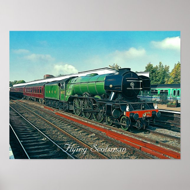 Flying Scotsman in Station Illustration Poster (Vorne)