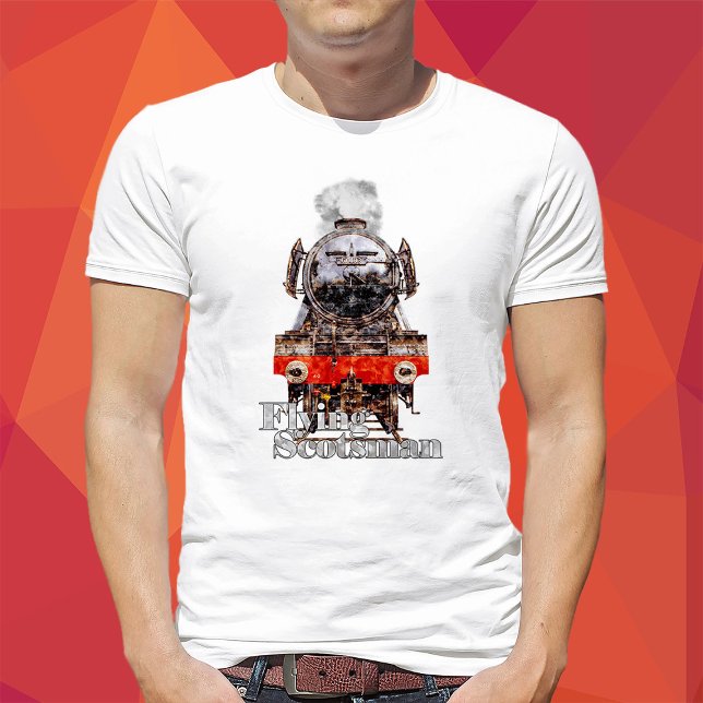 Flying Scotsman – Steam Locomotive Illustration T-Shirt (Flying Scotsman – Steam Locomotive Illustration. Mens Basic T-Shirt)
