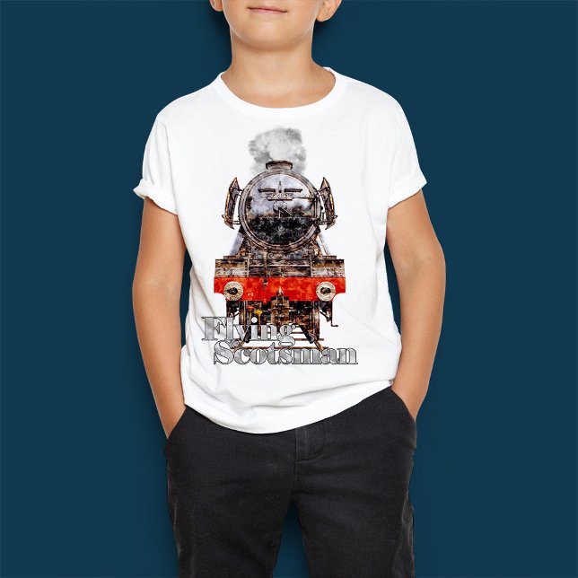 Flying Scotsman – Steam Locomotive Illustration T-Shirt (Flying Scotsman – Steam Locomotive Illustration. Boy Basic T-Shirt)