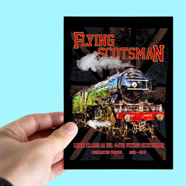 Flying Scotsman Steam Train English Locomotive Postkarte (Von Creator hochgeladen)