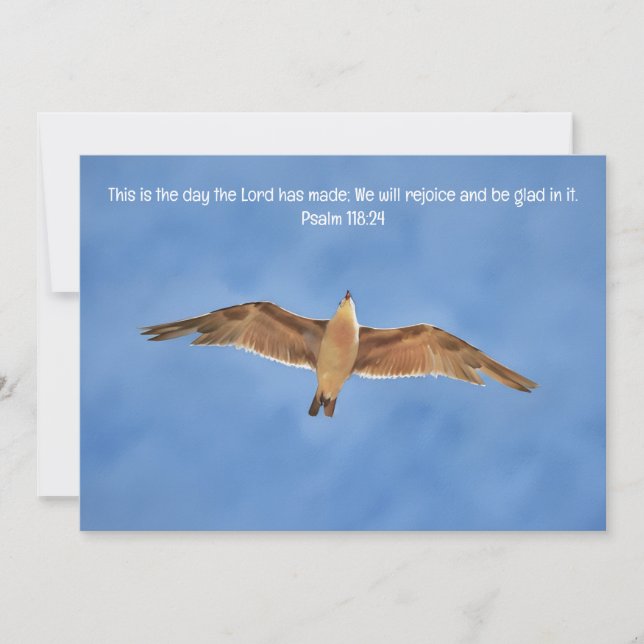 Flying Sea Gull Bird Bible Verse Flat Card Dankeskarte (Vorderseite)