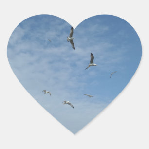 Flying Seagulls Heart Sticker