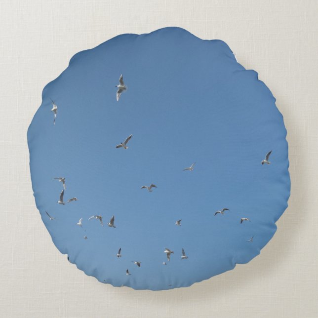 Flying Seagulls Round Pillow Rundes Kissen (Rückseite)