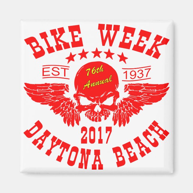 Flying Skull 76th Daytona Beach Bike Week 2017r Magnet (Vorne)