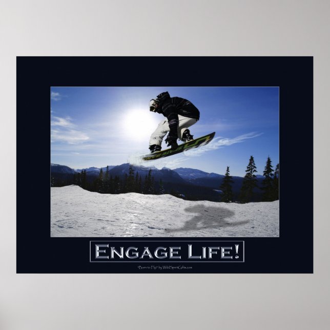 FLYING SNOWBOARDER Motivierend Foto drucken Poster (Vorne)