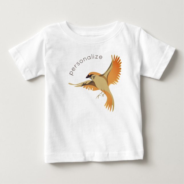 Flying Sparrow Cool Modern Bird Unisex Niedlich Cu Baby T-shirt (Vorderseite)