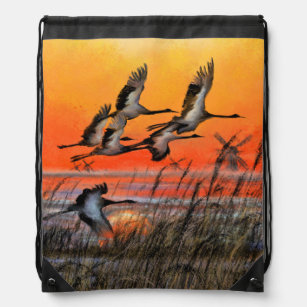 Flying Sunset Birds Drawstring Bag Sportbeutel