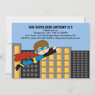 Flying Super Hero Boys Invitation Anniversaire