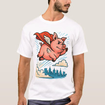 Flying Superhero Pig Cartoon