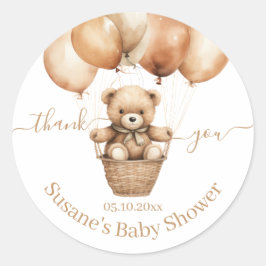 Flying Teddy Bear Baby Dusche Danke Runder Aufkleber