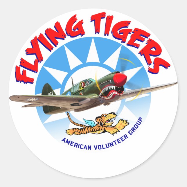 Flying Tigers Runder Aufkleber (Vorderseite)
