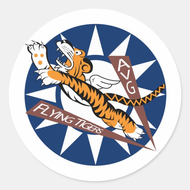 Flying Tigers Runder Aufkleber (Vorderseite)