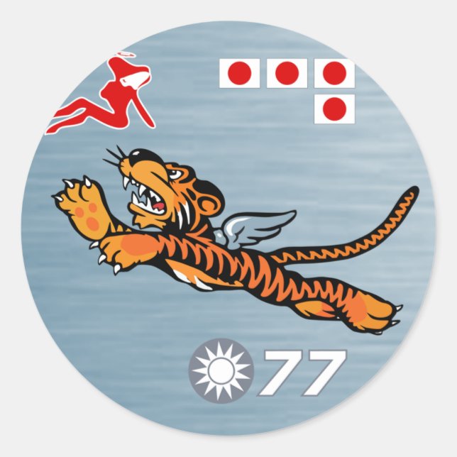 Flying Tigers WWII Nose Art Runder Aufkleber (Vorderseite)