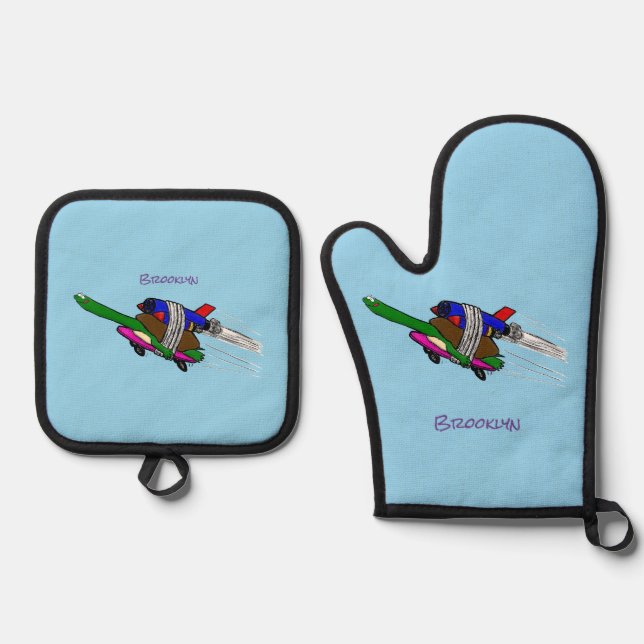 Flying Tortoise Ofenhandschuh & Topflappen-Set (Vorderseite)