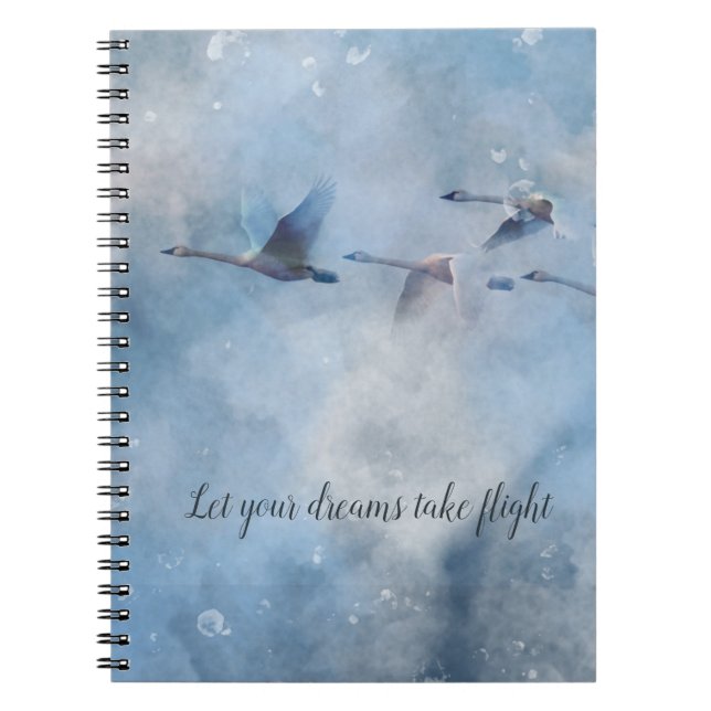 Flying Tundra Swans Artistic Blue Background Foto Notizblock (Vorderseite)