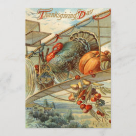 Flying Turkey Airplane Pumpkin Apple Pear Corn Feiertagskarte