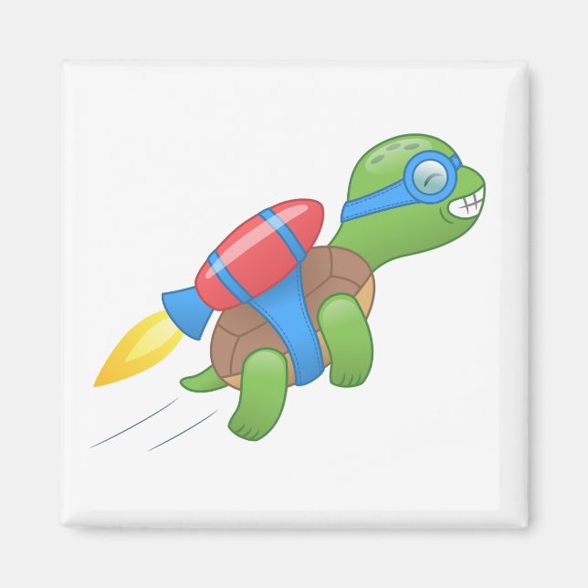 Flying Turtle mit einem Red Jetpack Magnet (Vorne)