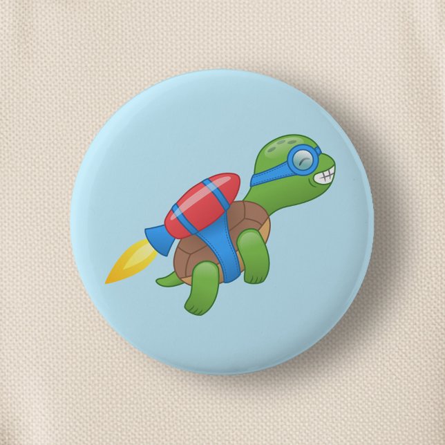 Flying Turtle mit Red Jetpack Blue Button (Von Creator hochgeladen)