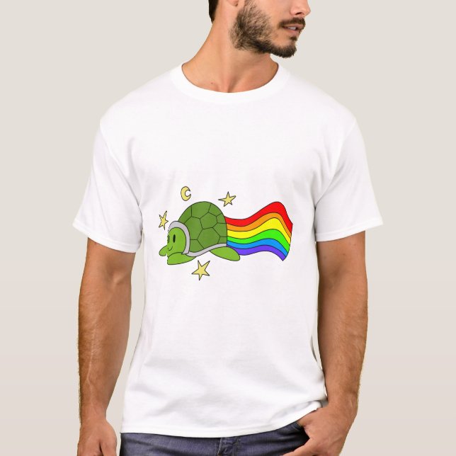 Flying Turtle Rainbow Sticker T-Shirt (Vorderseite)