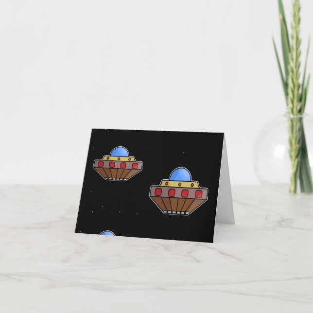 Flying ufo in schwarz karte (Vorderseite)
