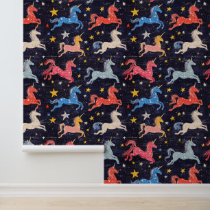Flying Unicorn Pony Chalk Zeichnend Muster Tapete