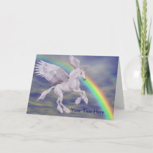 Flying Unicorn Rainbow Imaginaire Art Carte photo