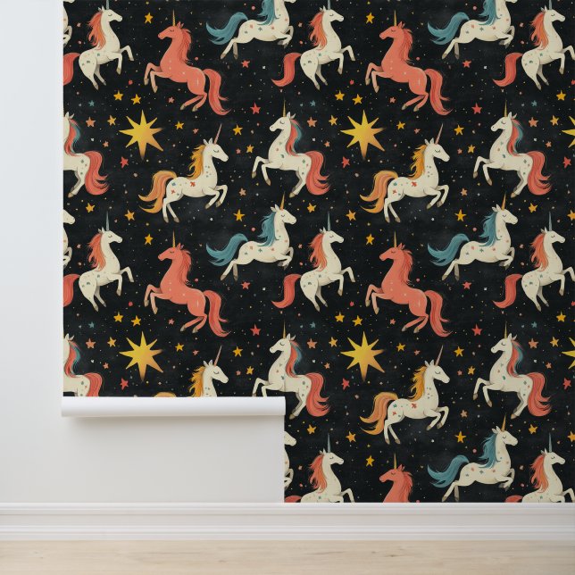 Flying Unicorn & Starts Chalk Zeichnend Muster Tapete (Anwendung)