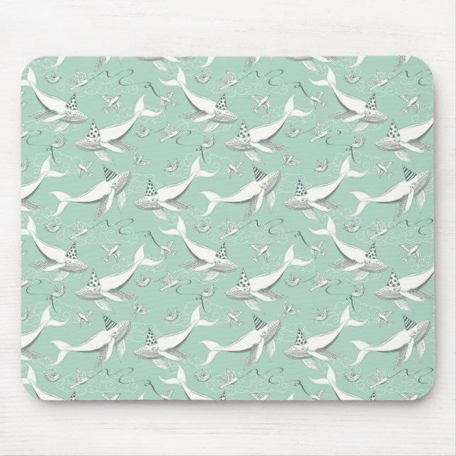 Flying Whale Birthday Party Mousepad (Vorne)