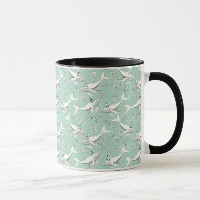 Flying Whale Birthday Party Tasse (Rechts)