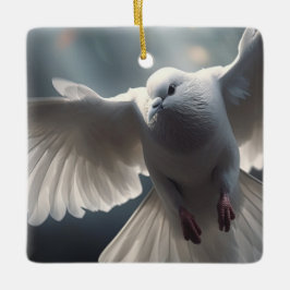 Flying White Peace Dove Keramikornament