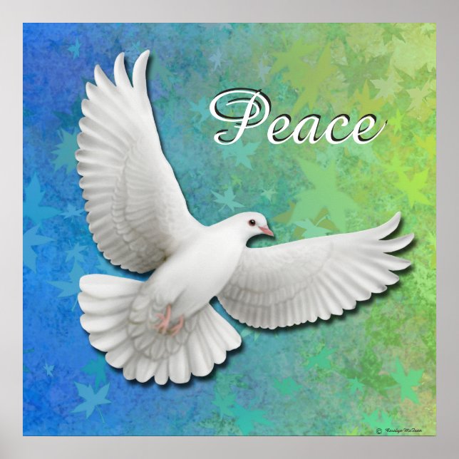 Flying White Peace Dove Print Poster (Vorne)