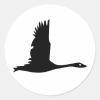 Flying Wild Goose Silhouette - Round Sticker