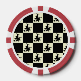 Flying Witch Black & Yellow Checkered Poker Chips