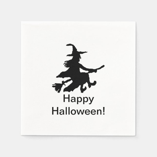 Flying Witch - Happy Halloween - Serviette (Vorderseite)