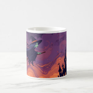 Flying Witch Tasse   Klassischer Halloween-Kaffeeb