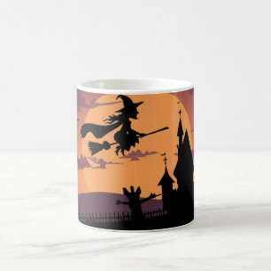 Flying Witch Tasse   Klassischer Halloween-Kaffeeb