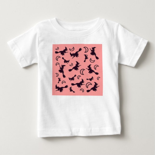 Flying witter zwischen Halbmond zu Halloween-Nacht Baby T-shirt (Vorderseite)