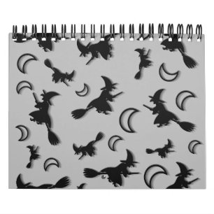 Flying witter zwischen Halbmond zu Halloween-Nacht Kalender