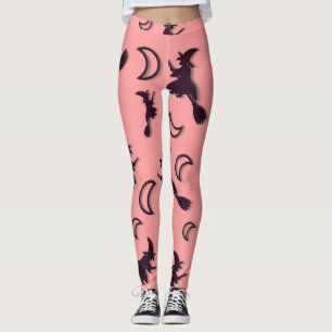 Flying witter zwischen Halbmond zu Halloween-Nacht Leggings