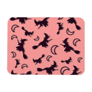 Flying witter zwischen Halbmond zu Halloween-Nacht Magnet