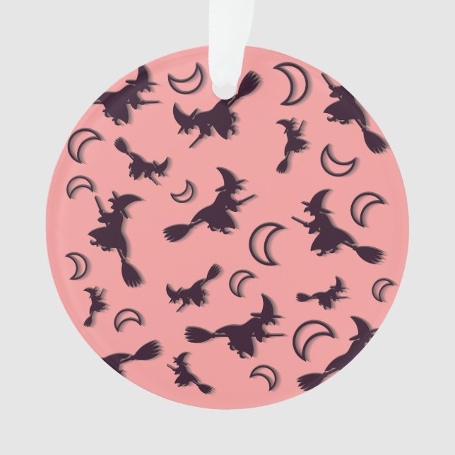 Flying witter zwischen Halbmond zu Halloween-Nacht Ornament (Vorderseite)