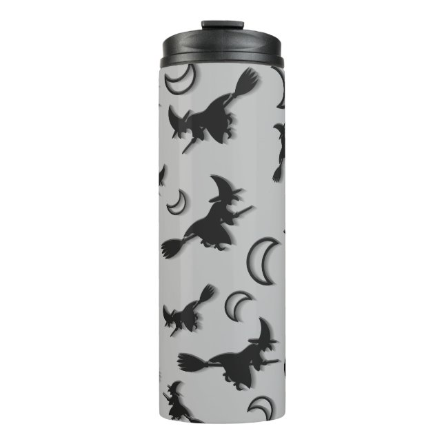 Flying witter zwischen Halbmond zu Halloween-Nacht Thermosbecher (Vorderseite)