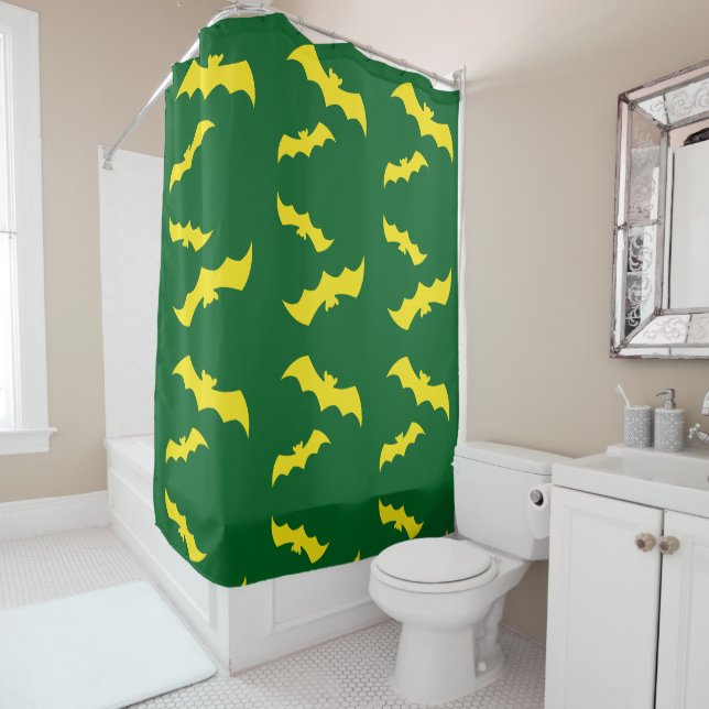 Flying Yellow Halloween Bats Duschvorhang (Beispiel)